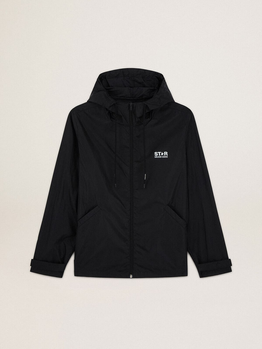 schwarze herren-windjacke