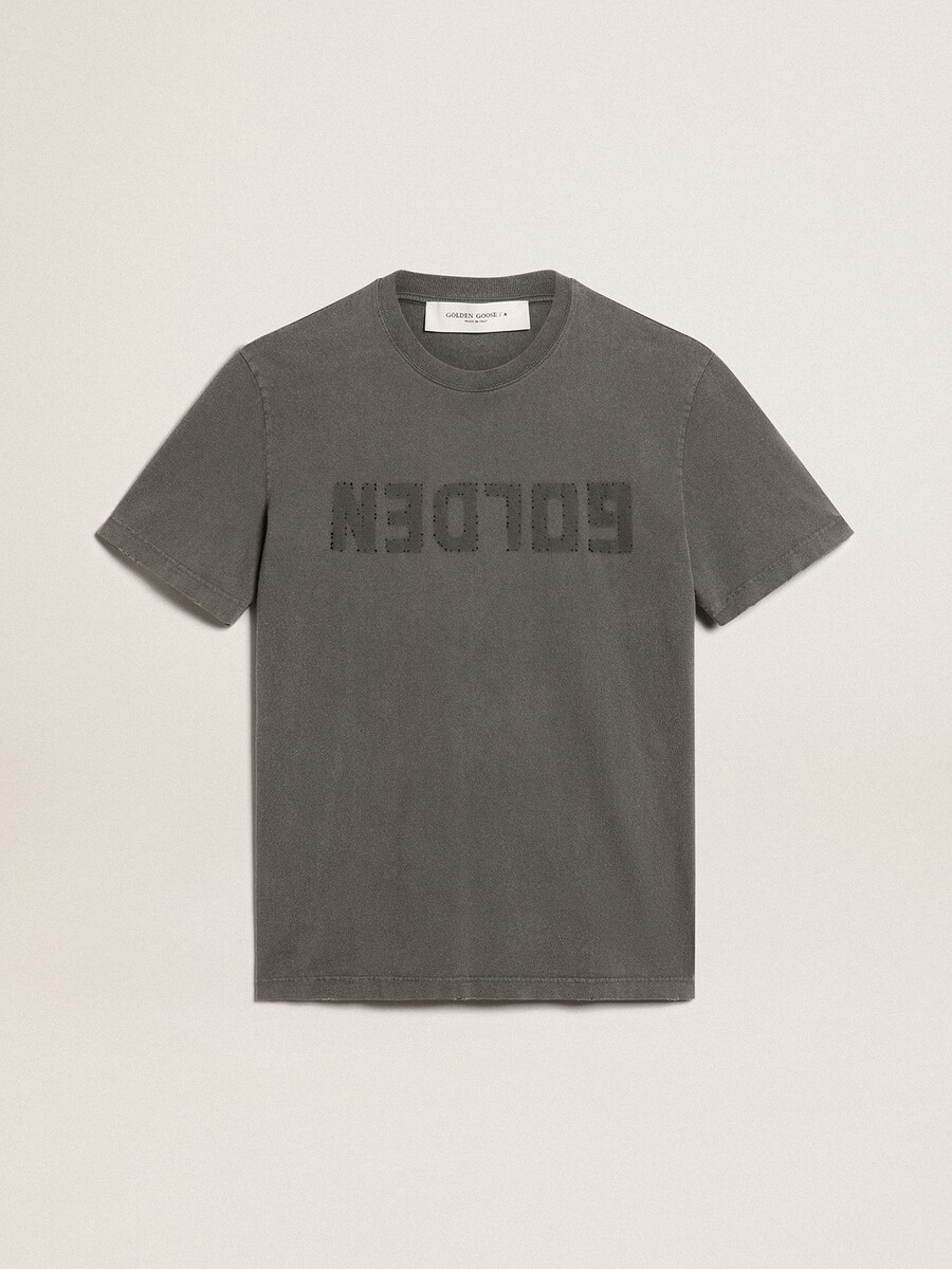 anthrazitgraues herren-t-shirt mit used-look