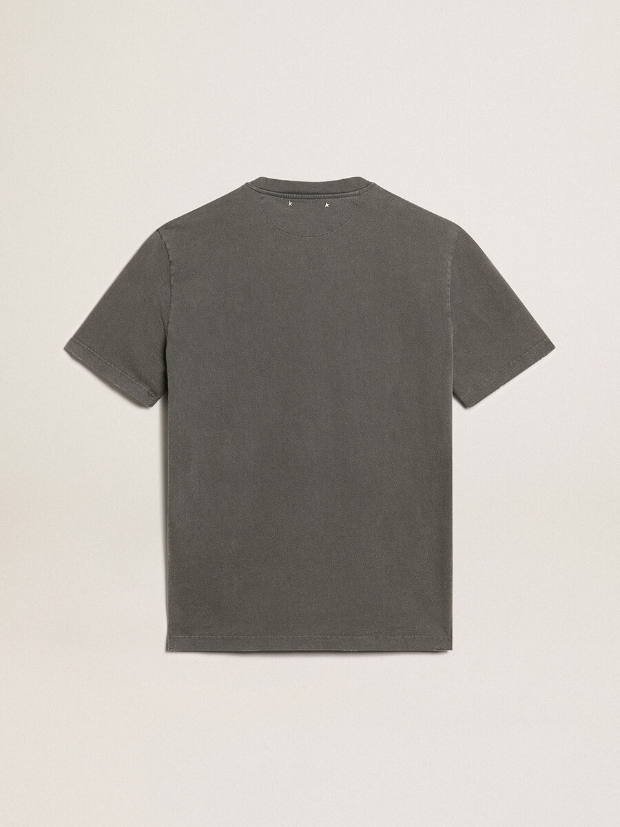 anthrazitgraues herren-t-shirt mit used-look