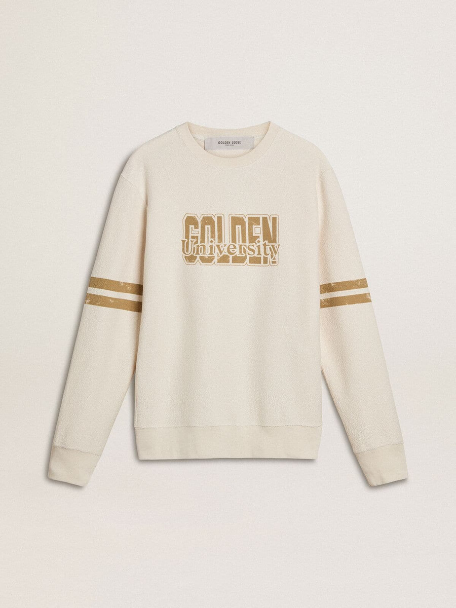 weißes herren-sweatshirt aus baumwolle mit frontdruck