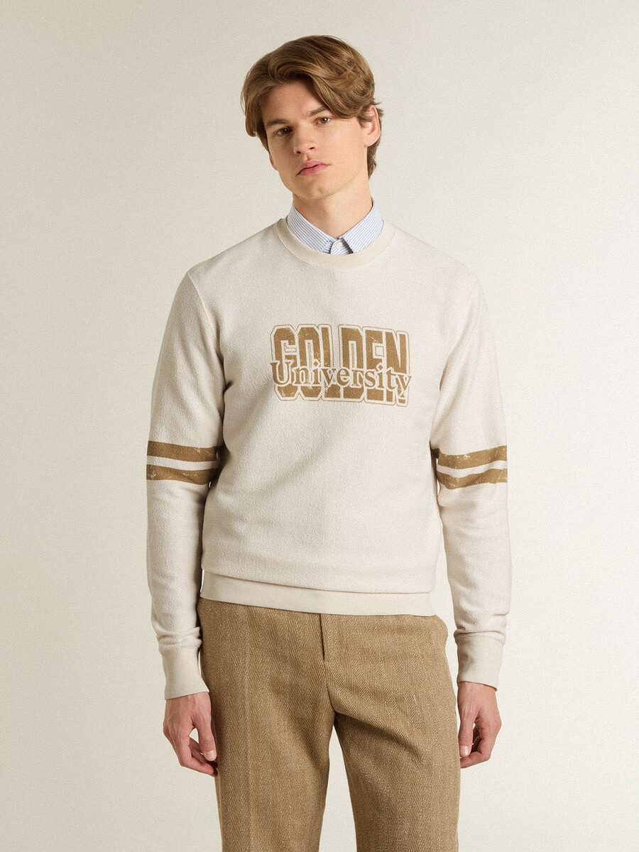 weißes herren-sweatshirt aus baumwolle mit frontdruck