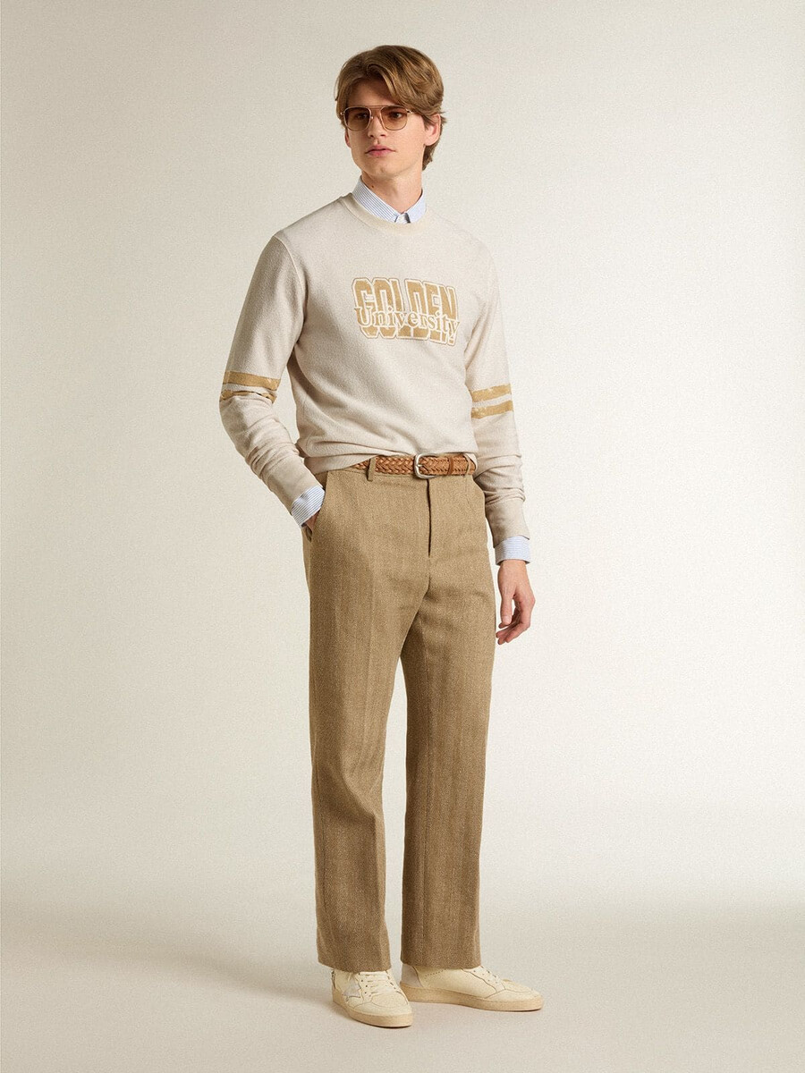 weißes herren-sweatshirt aus baumwolle mit frontdruck
