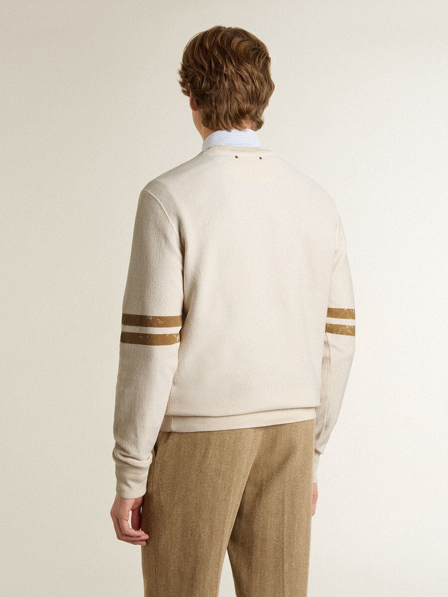 weißes herren-sweatshirt aus baumwolle mit frontdruck