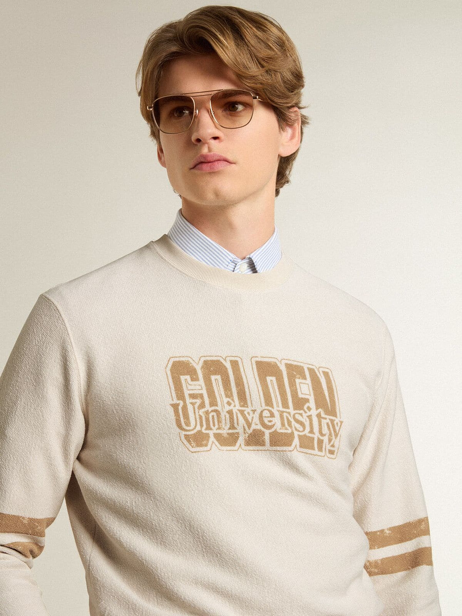 weißes herren-sweatshirt aus baumwolle mit frontdruck