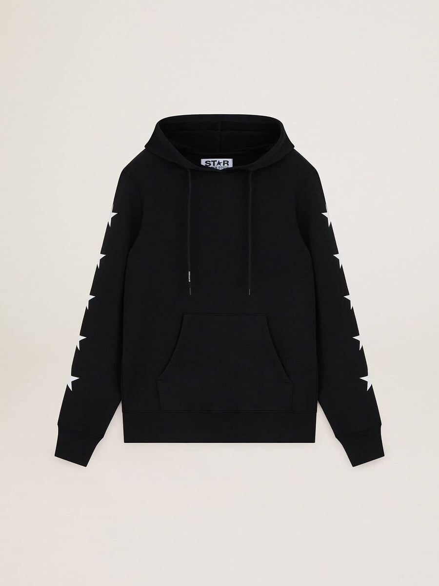 schwarzes sweatshirt aus der alighiero star collection mit kontrastierenden weißen sternen