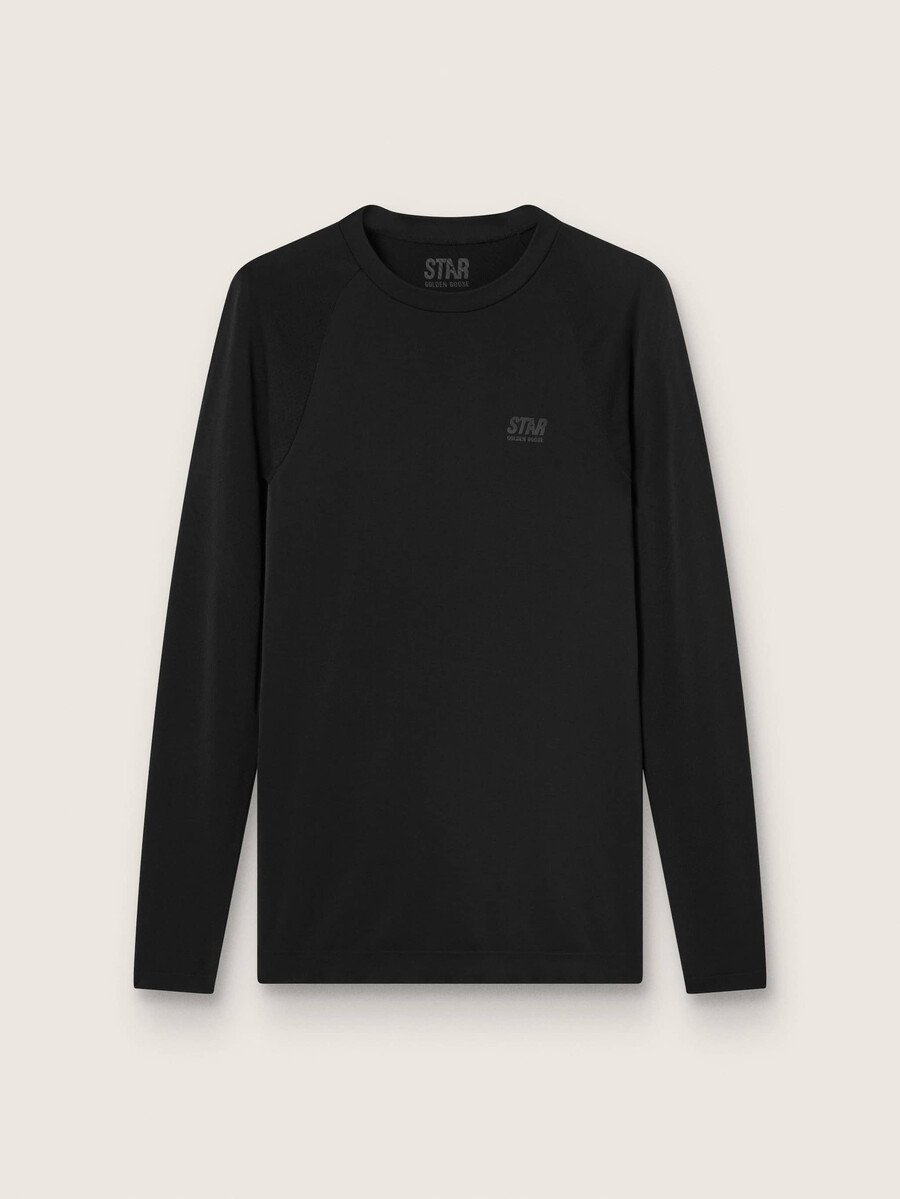 schwarzes herren-langarm-sporttop