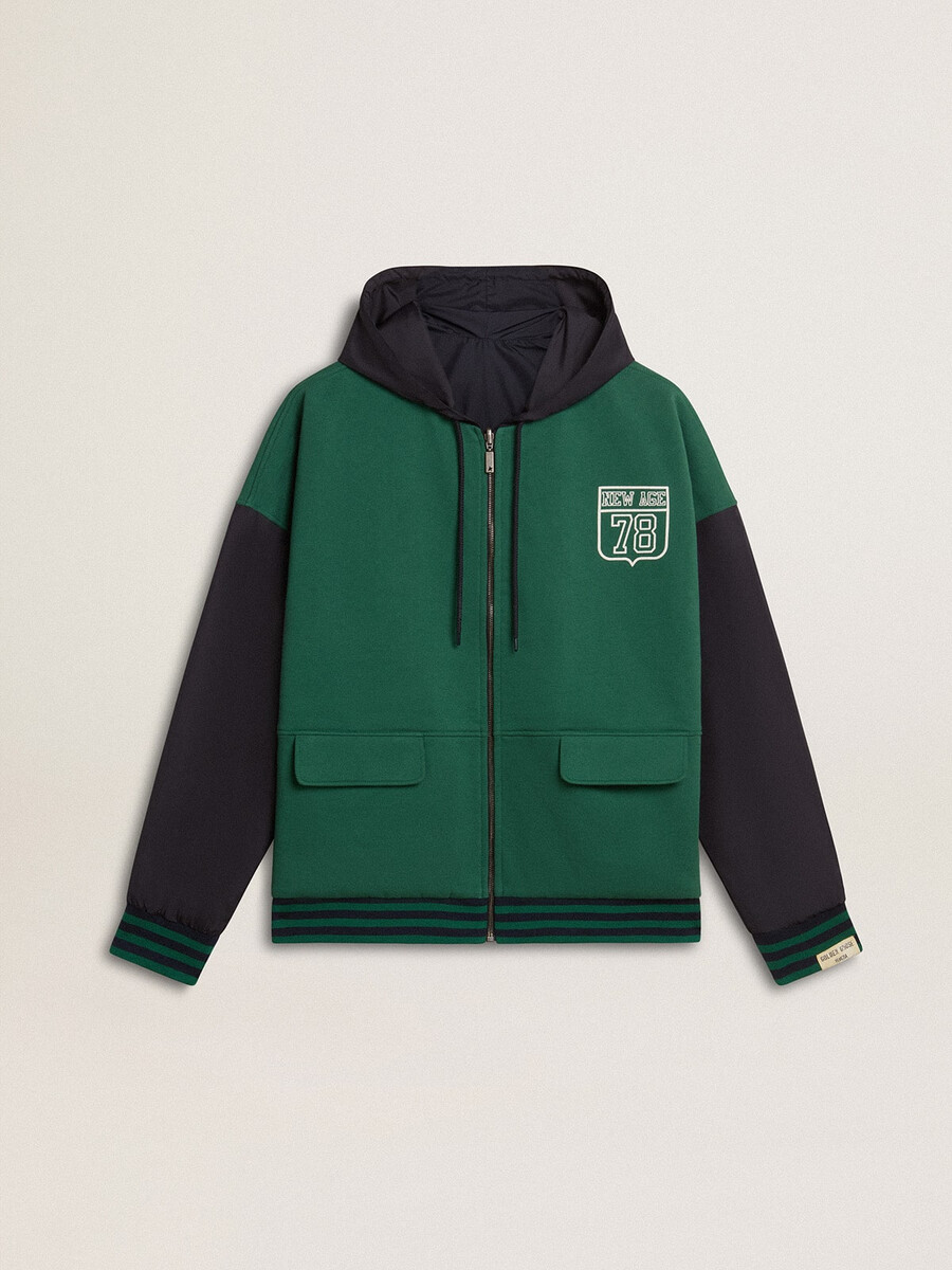 grünes und blaues wendbares kapuzensweatshirt für herren