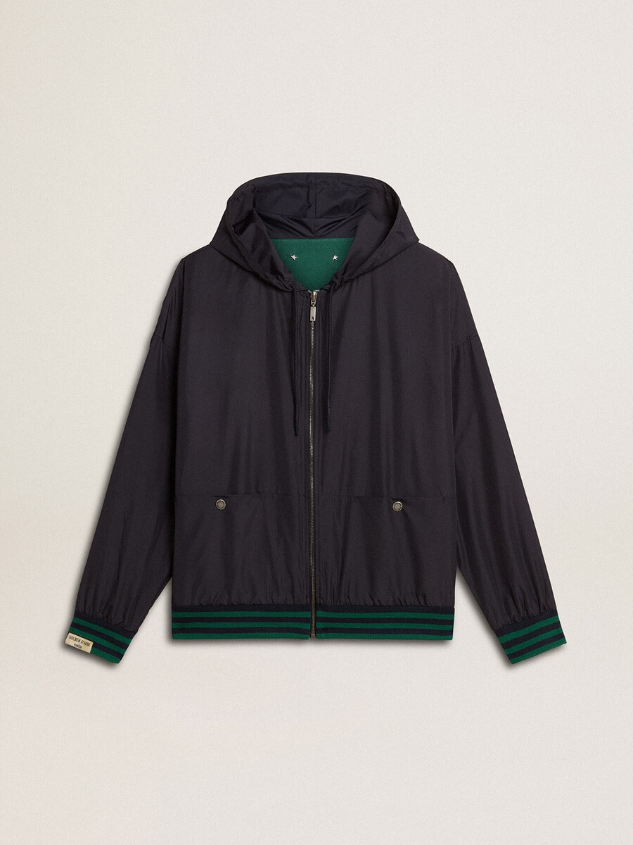 grünes und blaues wendbares kapuzensweatshirt für herren