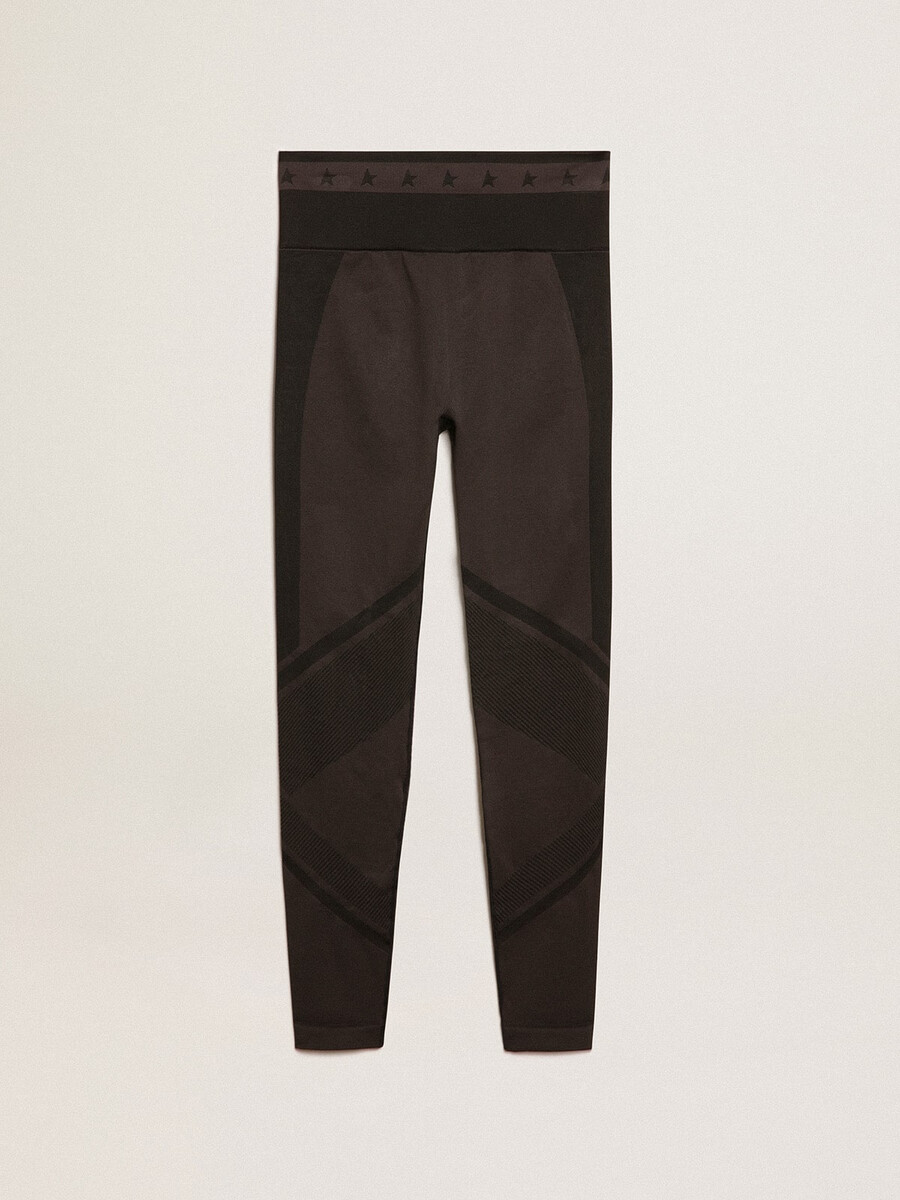 schwarze damenleggings mit ziernähten