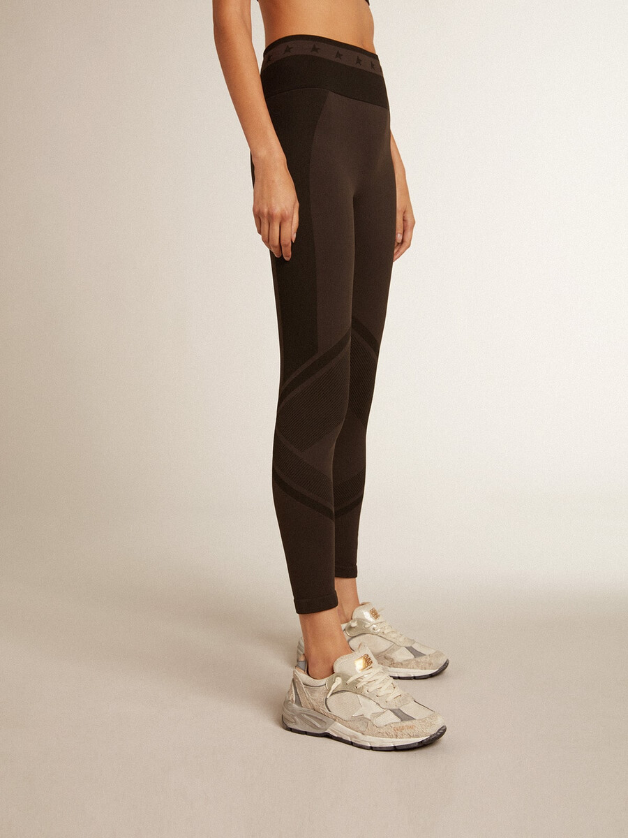 schwarze damenleggings mit ziernähten
