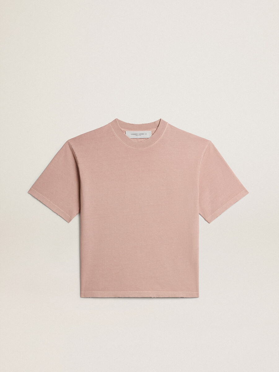 puderrosa t-shirt mit umgekehrtem logo auf dem rücken – jersey capsule