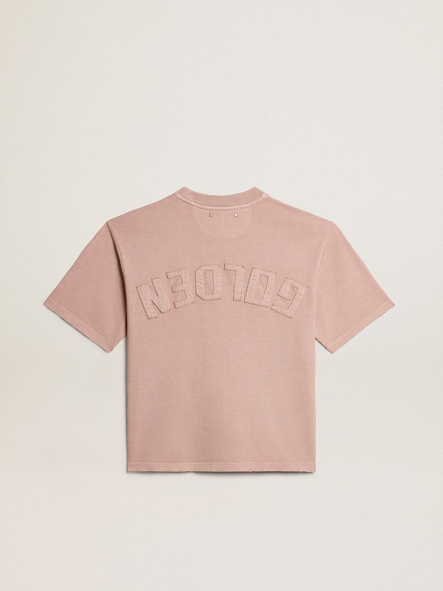 puderrosa t-shirt mit umgekehrtem logo auf dem rücken – jersey capsule