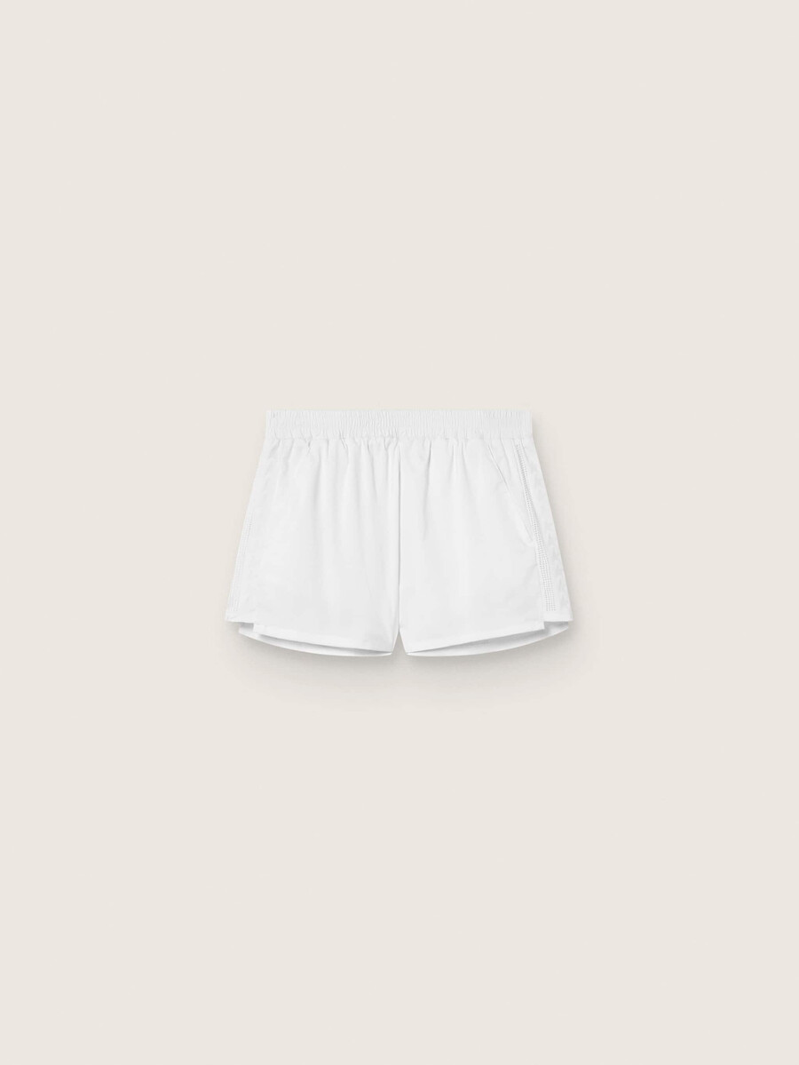 weiße doppellagige sportshorts für damen