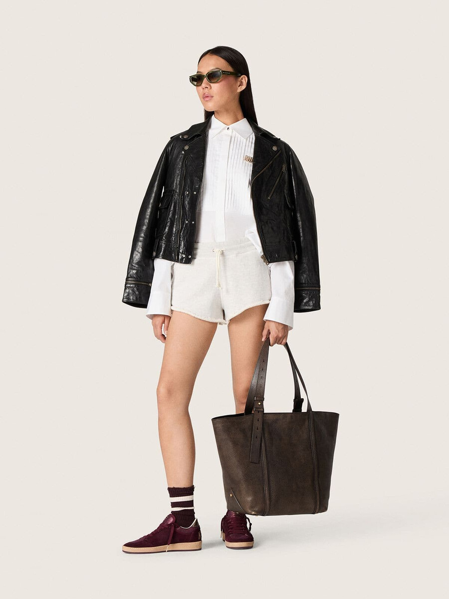 sternen-damenshorts aus grau-meliertem fleece