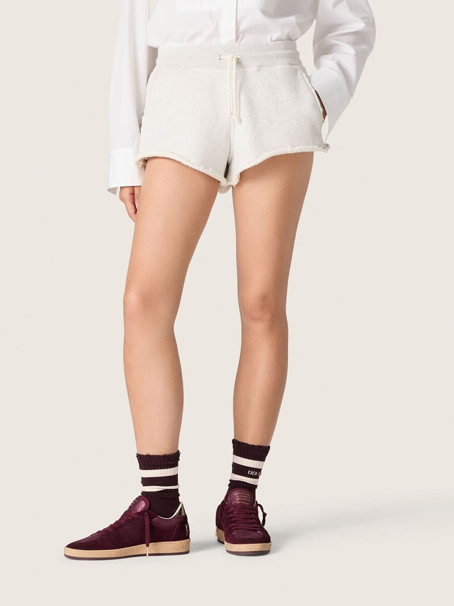 sternen-damenshorts aus grau-meliertem fleece
