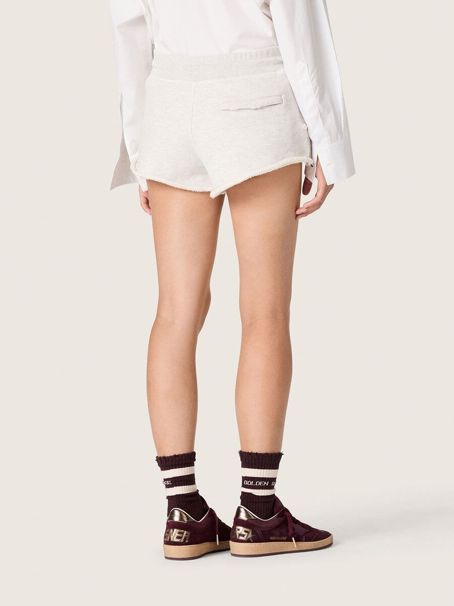 sternen-damenshorts aus grau-meliertem fleece