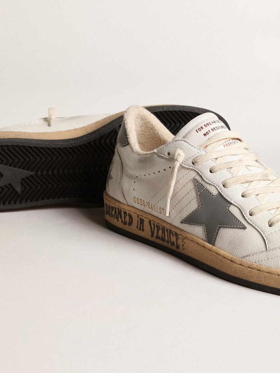 ball star aus nappaleder mit grauem reflektierendem nylonstern und fersenlasche