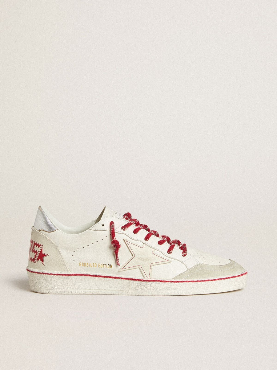 ball star ltd cny herrenschuh aus weißem leder mit used-look