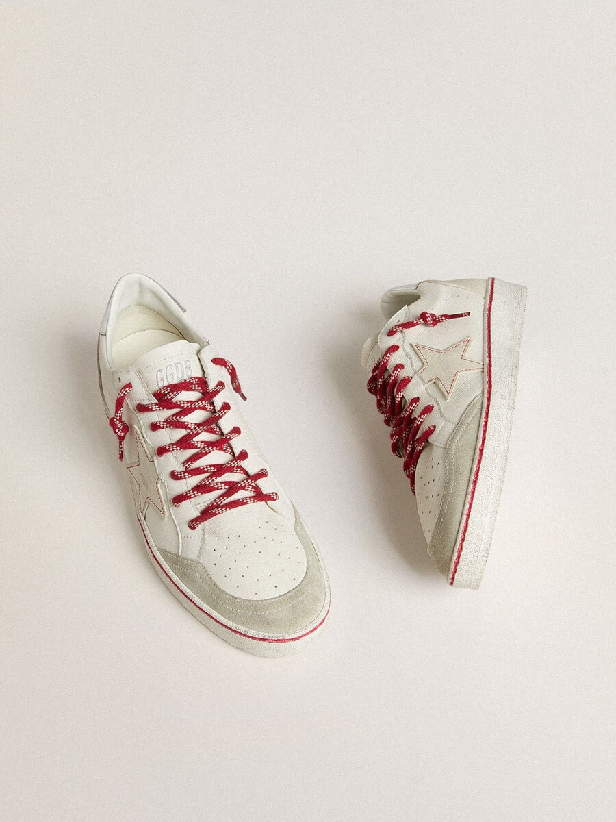 ball star ltd cny herrenschuh aus weißem leder mit used-look