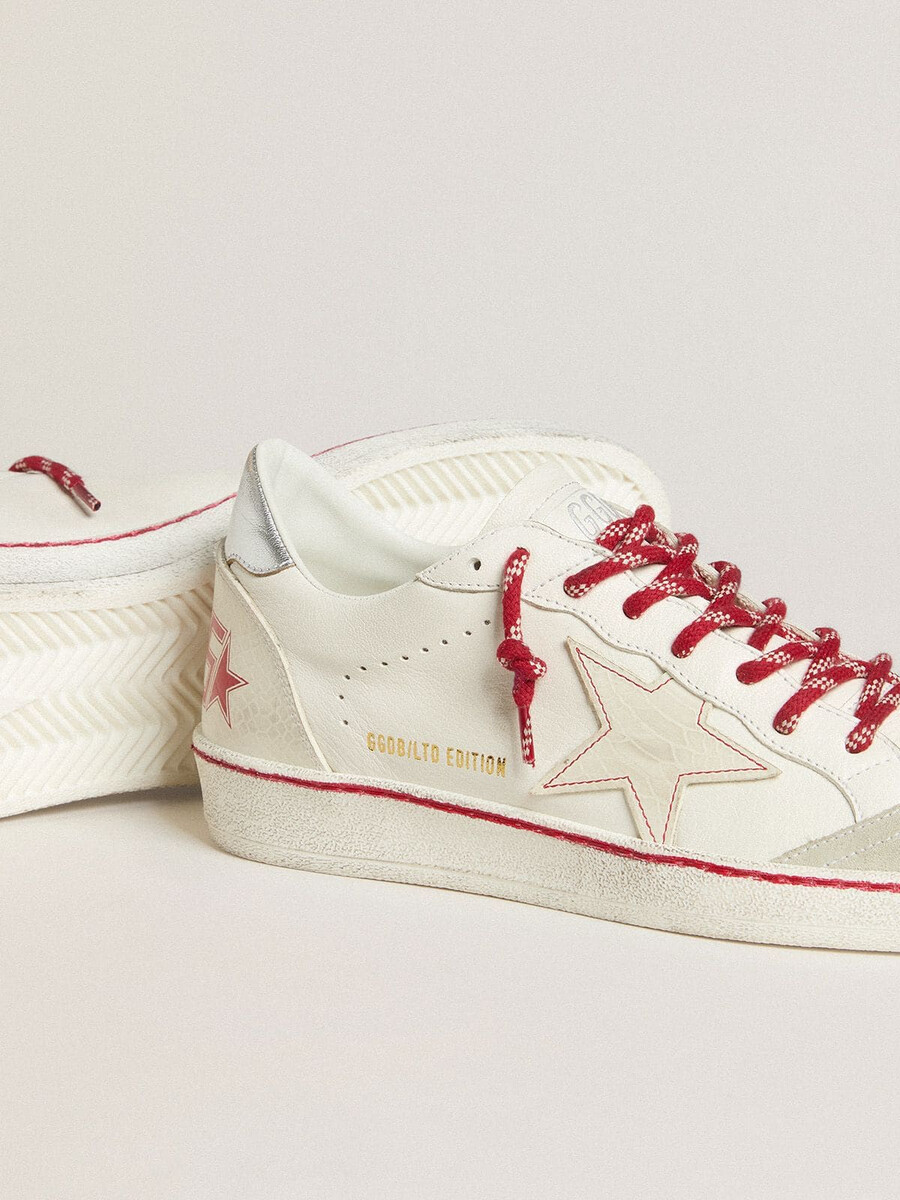 ball star ltd cny herrenschuh aus weißem leder mit used-look
