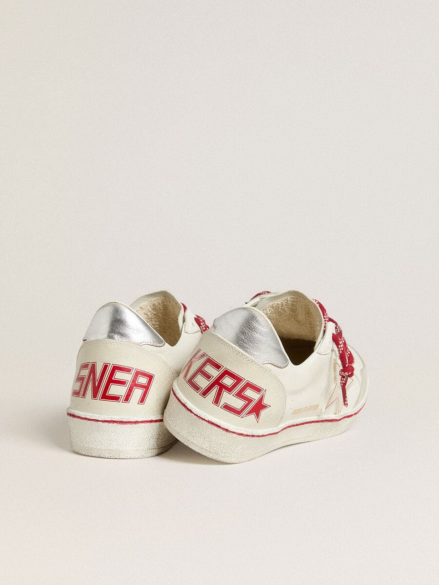 ball star ltd cny herrenschuh aus weißem leder mit used-look