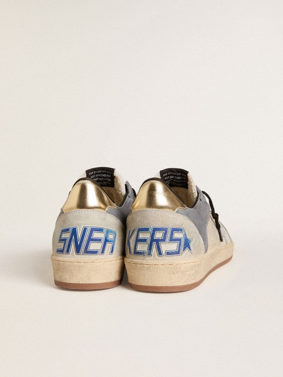 ball star herren-sneaker aus wildleder und nubuk mit silberfarbenem metallic-lederstern und goldfarbener metallic-leder-fersenlasche