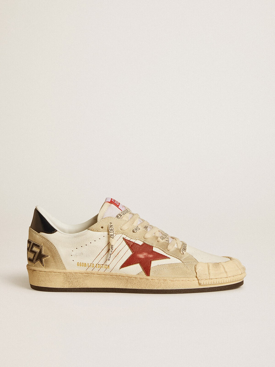 ball star ltd herrenschuh aus nappaleder mit rotem lederstern und lederfersenlasche