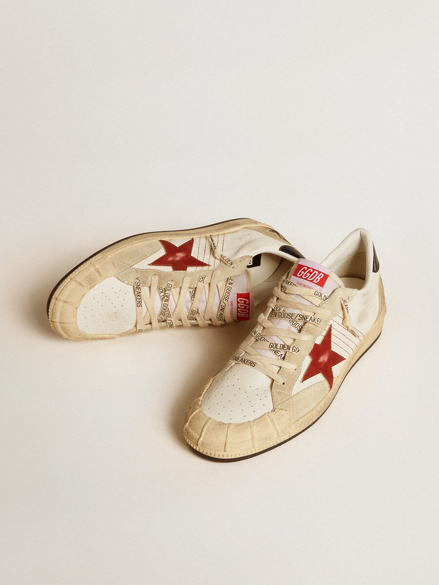 ball star ltd herrenschuh aus nappaleder mit rotem lederstern und lederfersenlasche