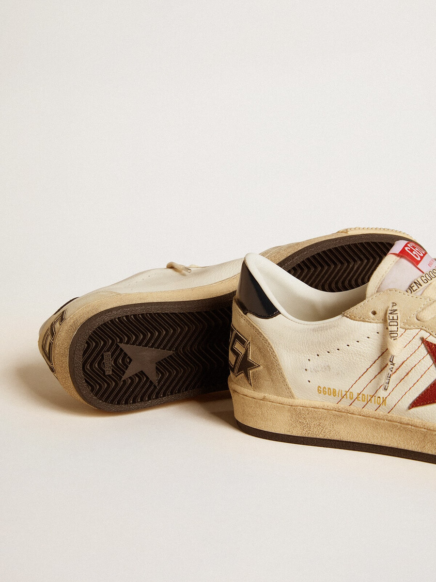ball star ltd herrenschuh aus nappaleder mit rotem lederstern und lederfersenlasche