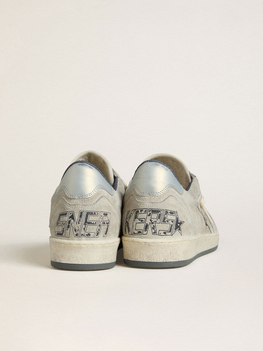 ball star ltd herren-sneaker in taubengrau und grauem wildleder mit perlgrauer leder-fersenlasche