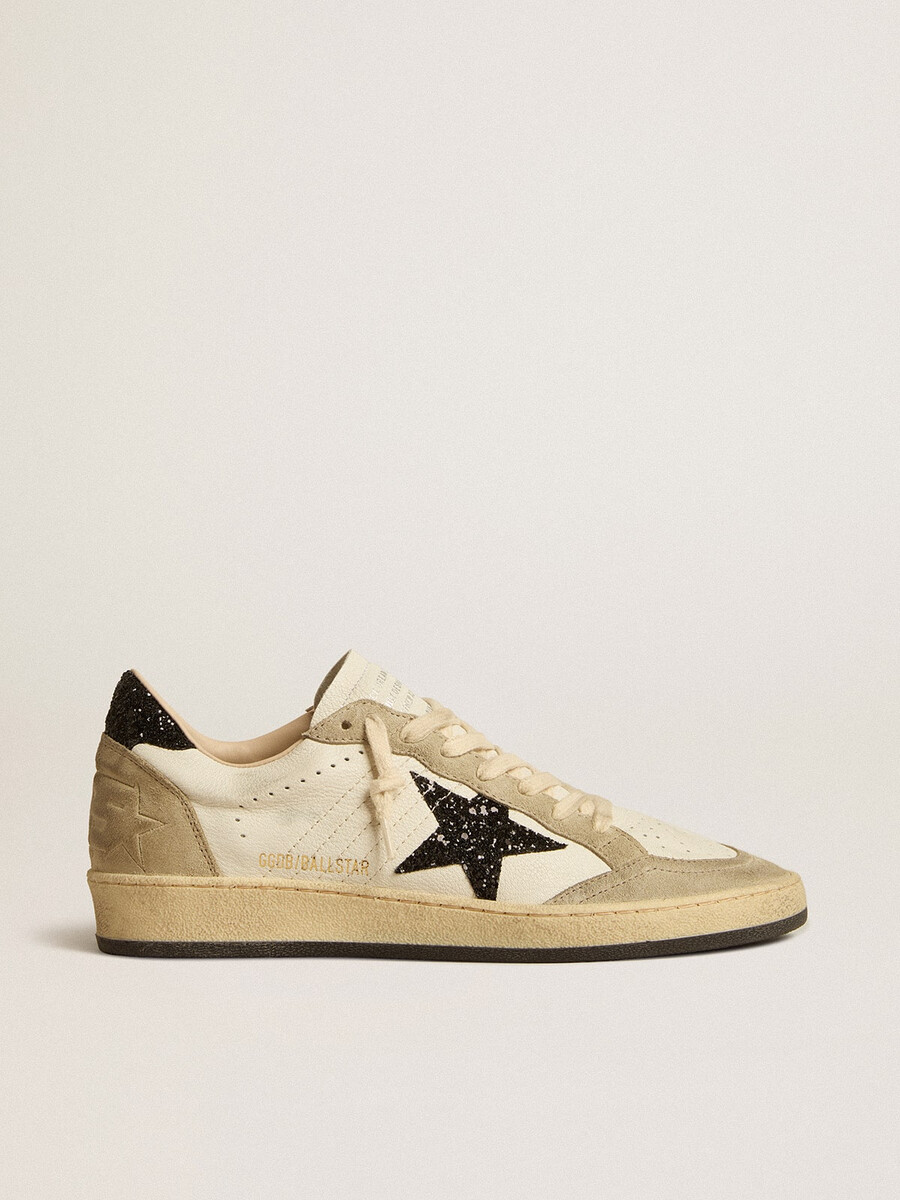 ball star aus nappa- und wildleder mit schwarzem glitzerstern und fersenlasche