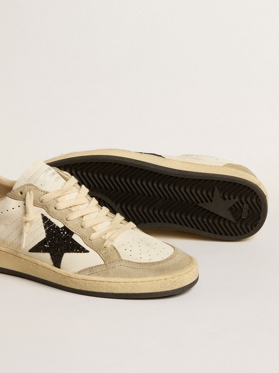ball star aus nappa- und wildleder mit schwarzem glitzerstern und fersenlasche