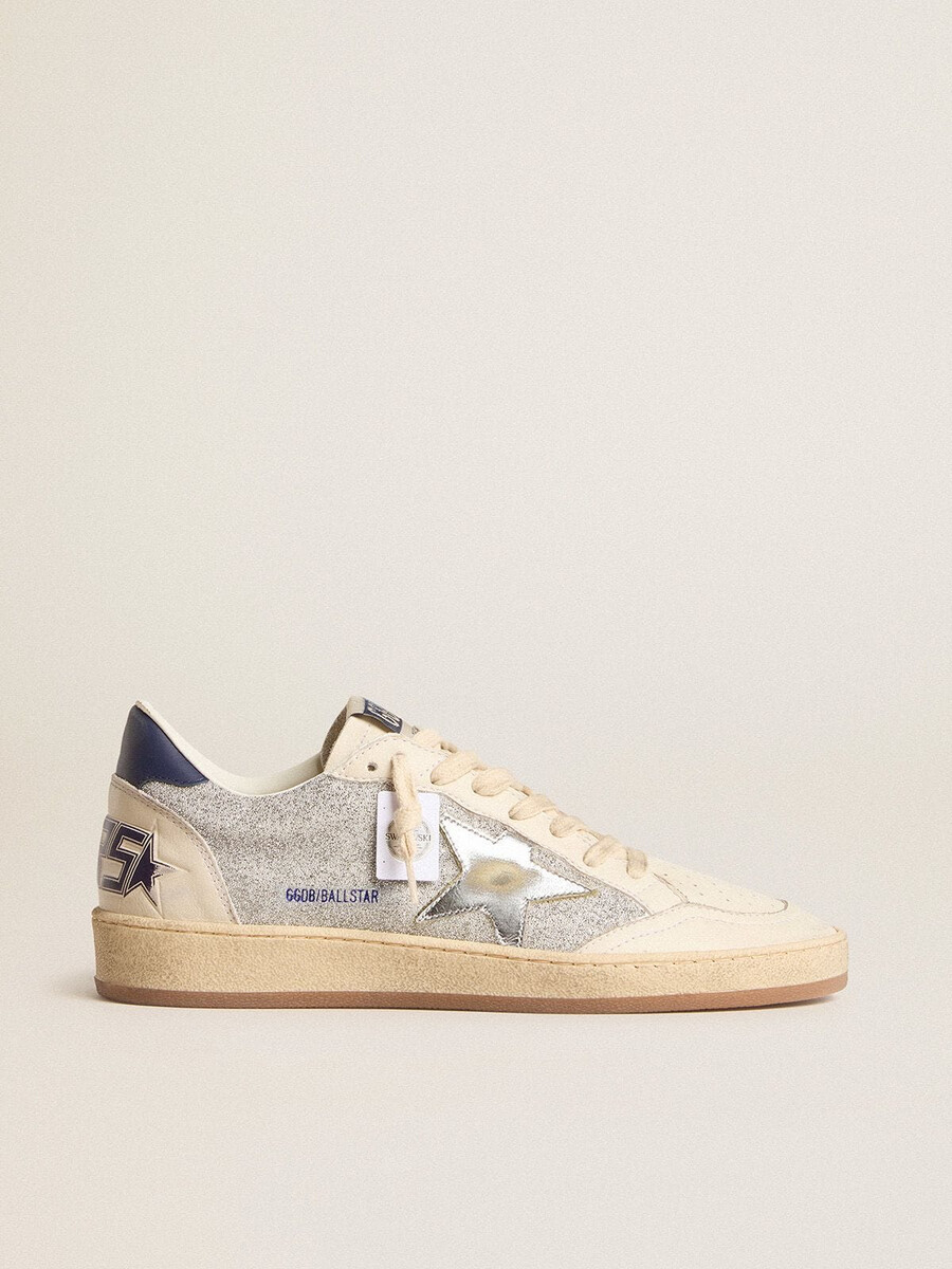 ball star ltd damenschuh aus swarovski-kristallen und leder mit goldlaminiertem stern