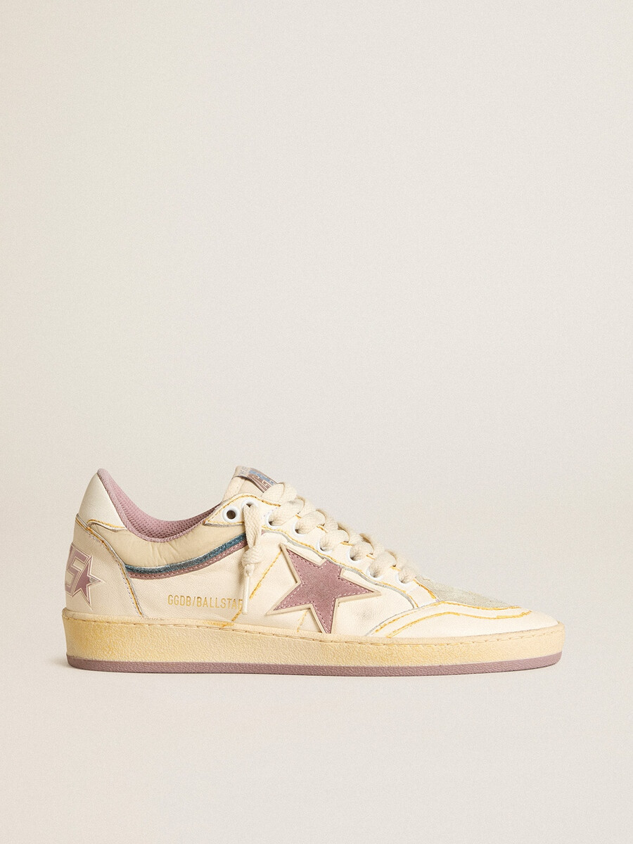 ball star damenschuh aus nappaleder mit mauvefarbenem tpu-stern und leder-fersenlasche