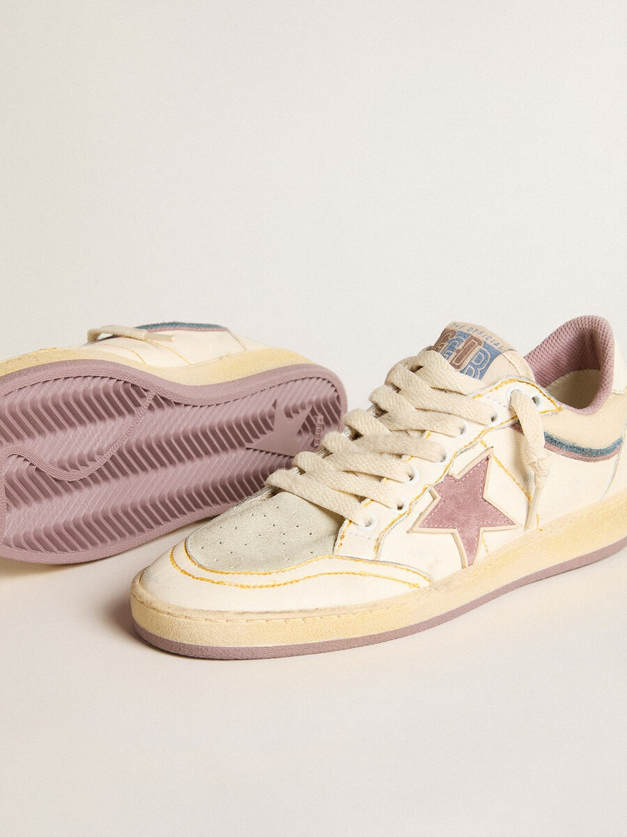 ball star damenschuh aus nappaleder mit mauvefarbenem tpu-stern und leder-fersenlasche