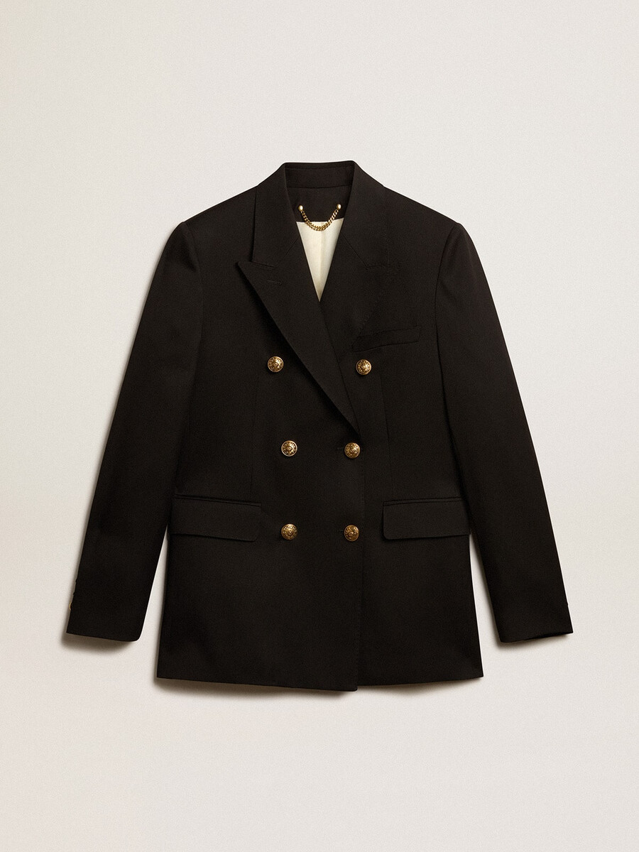 schwarzer zweireihiger damenblazer