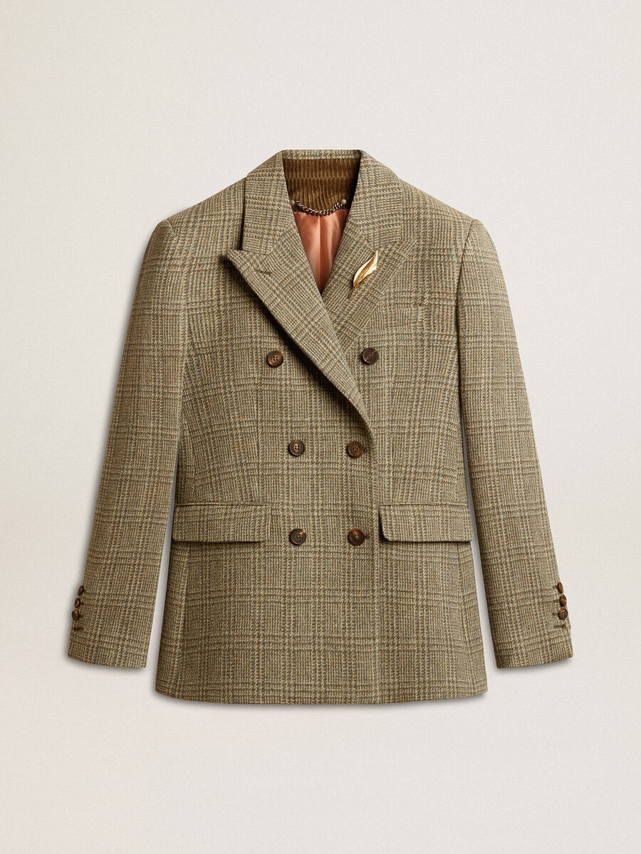 damenblazer mit doppelter knopfleiste aus shetlandwolle