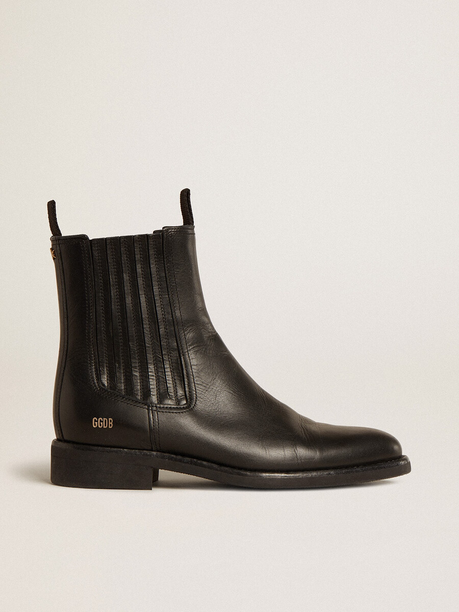 schwarze chelsea-boots für herren aus leder