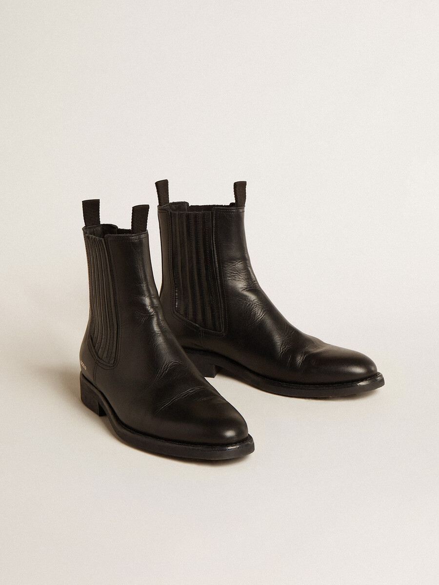 schwarze chelsea-boots für herren aus leder