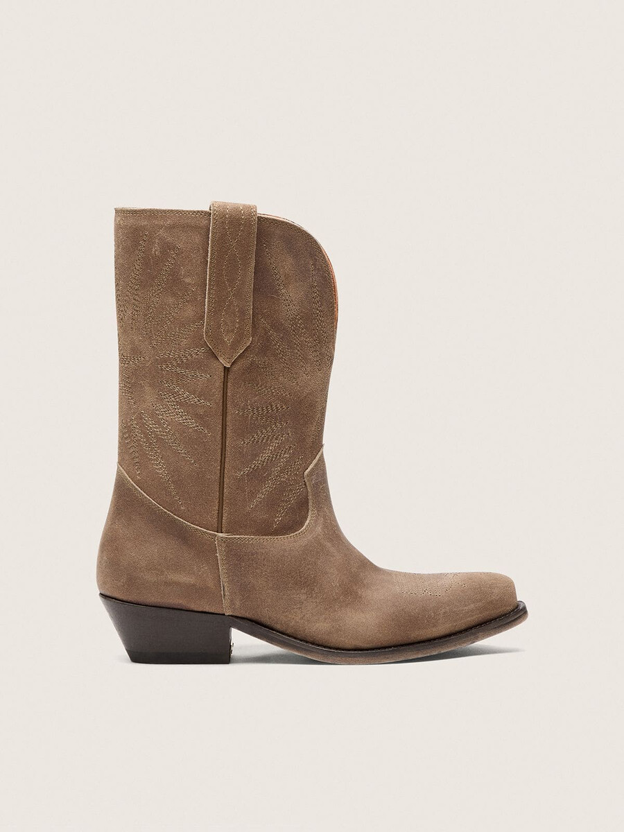 graue damen-stiefeletten „wish star aus wildleder mit sternenstickerei