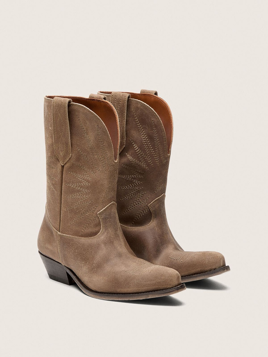 graue damen-stiefeletten „wish star aus wildleder mit sternenstickerei