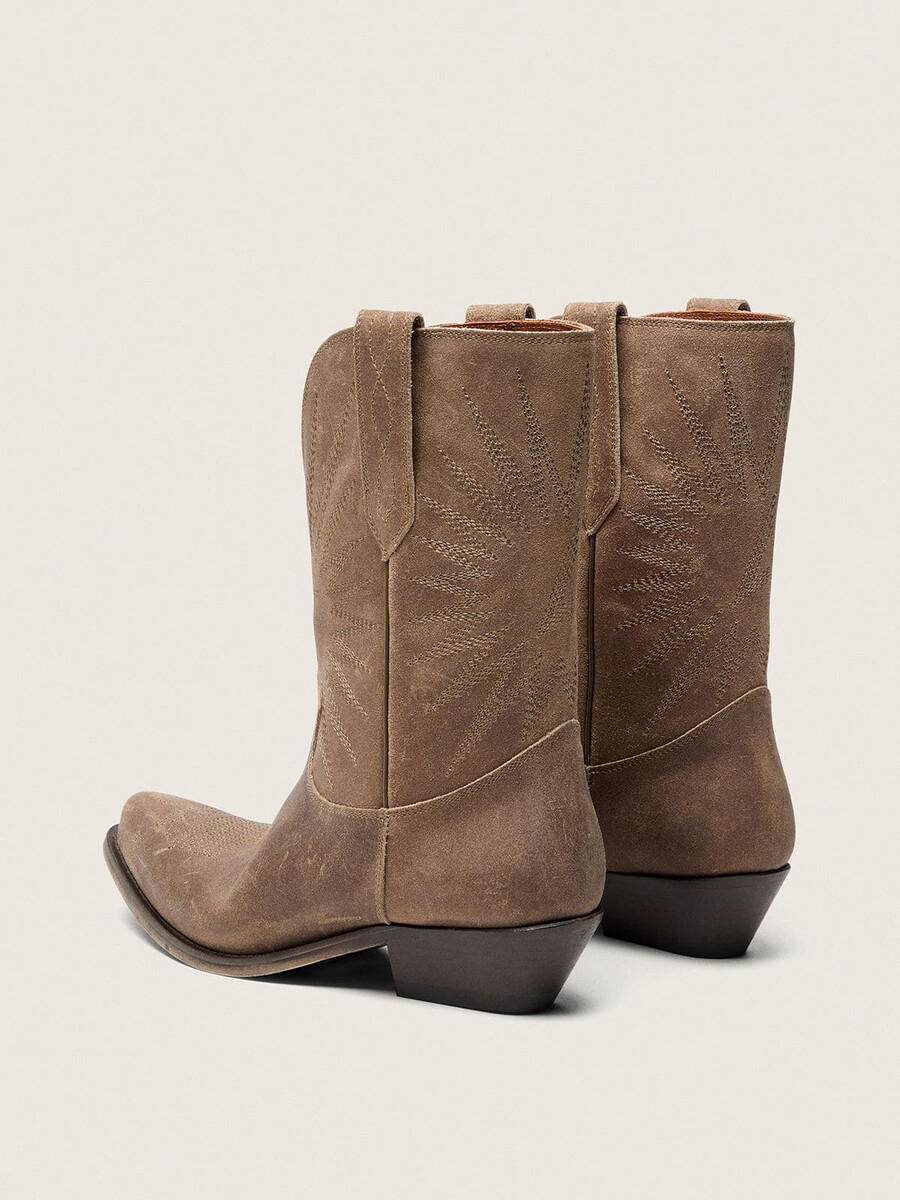 graue damen-stiefeletten „wish star aus wildleder mit sternenstickerei
