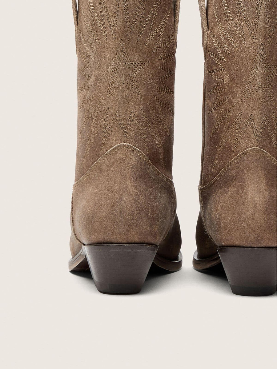 graue damen-stiefeletten „wish star aus wildleder mit sternenstickerei