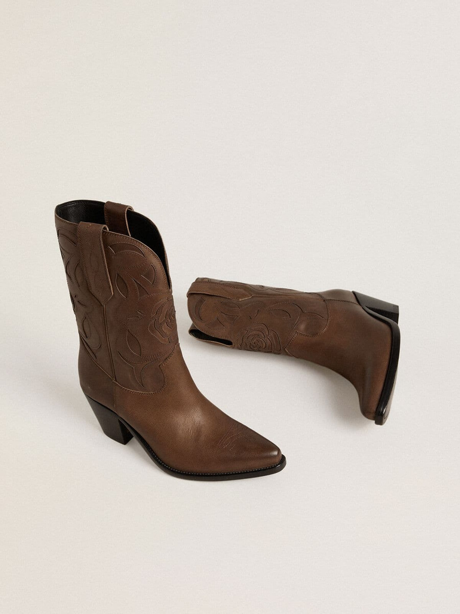 wish star stiefel aus taubengrauem leder mit ton-in-ton-intarsien