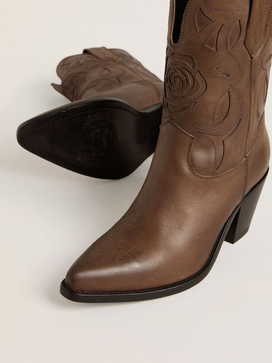 wish star stiefel aus taubengrauem leder mit ton-in-ton-intarsien