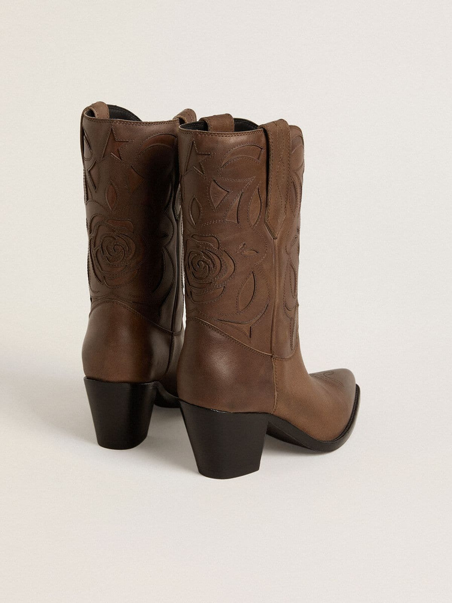 wish star stiefel aus taubengrauem leder mit ton-in-ton-intarsien