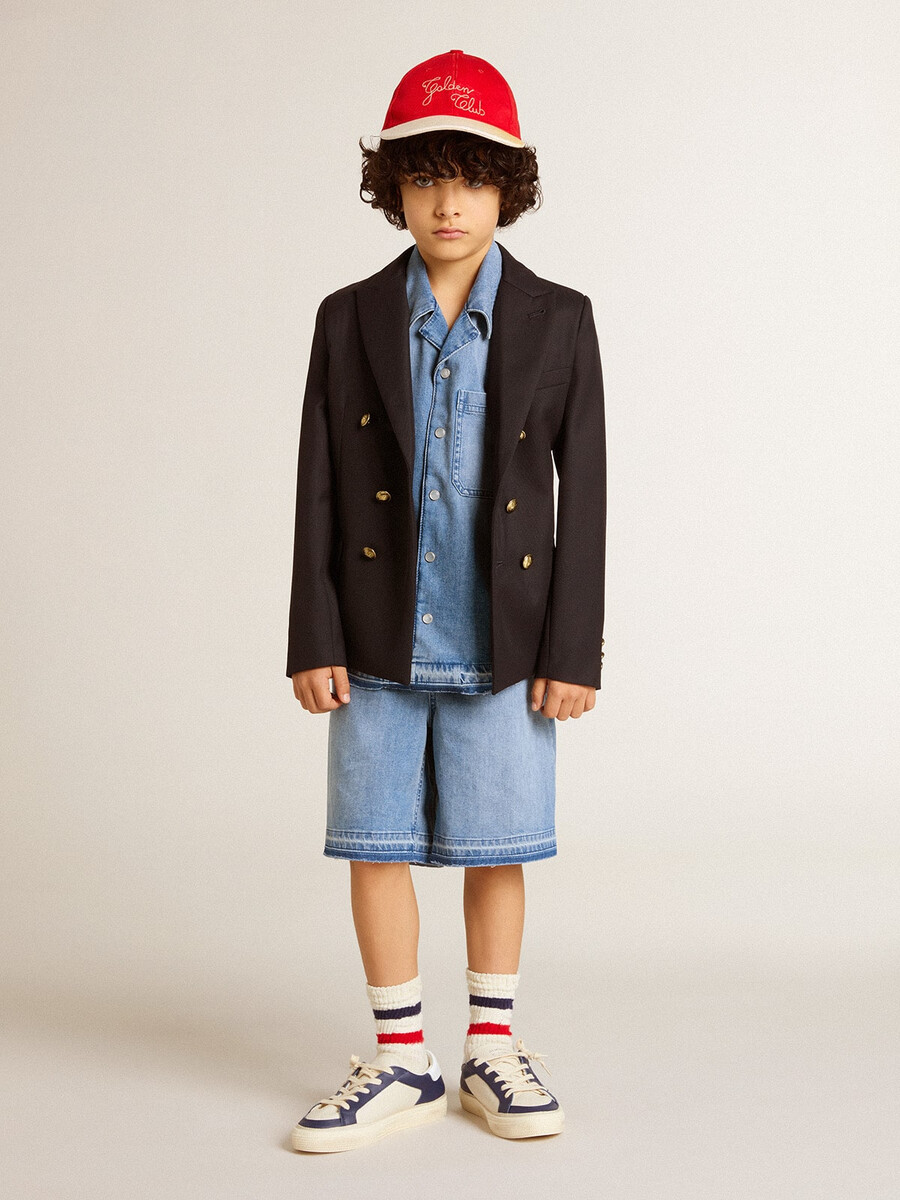 jeansshorts für kinder mit stickerei auf der rückseite