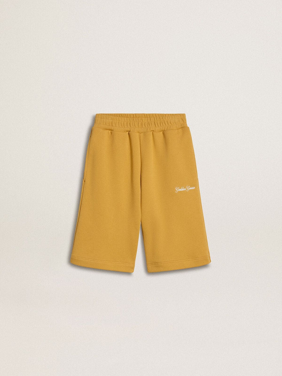 joggingshorts für kinder in ockergelb mit stickerei