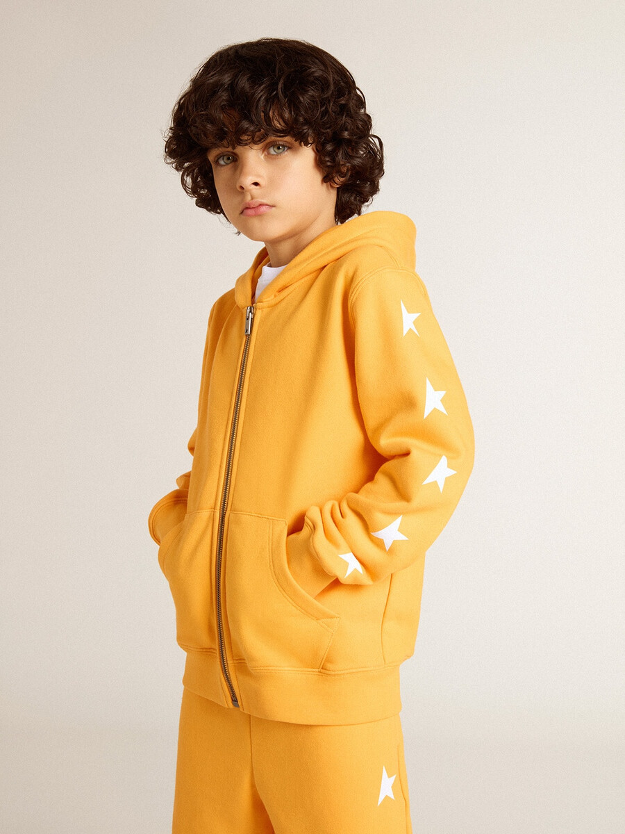 orangefarbenes sweatshirt für jungen mit reißverschluss