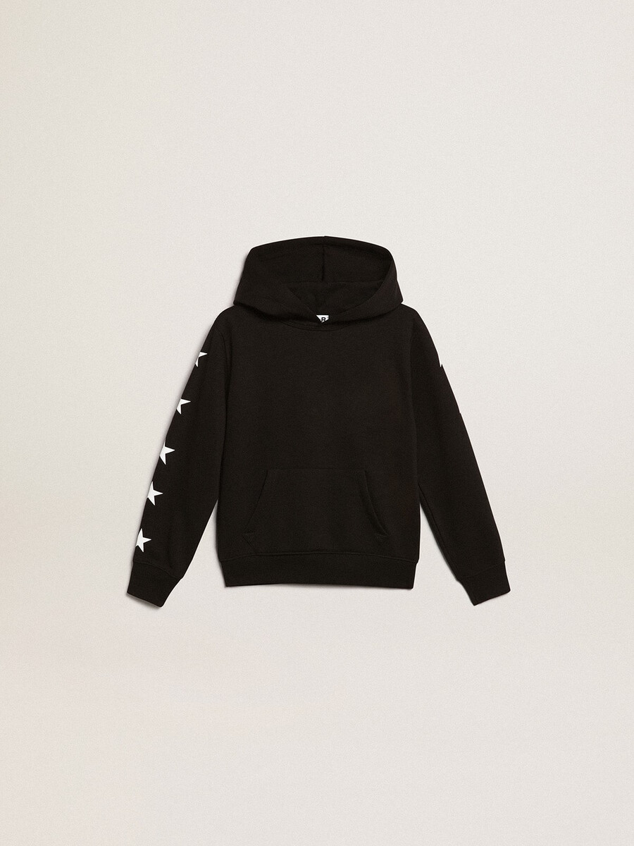 schwarzer kapuzenpullover für jungen mit kontrastierenden weißen sternen